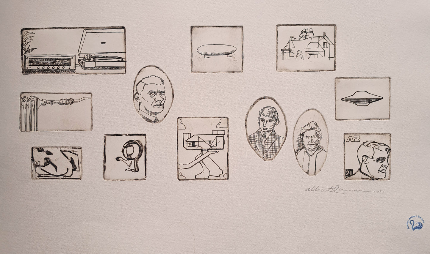 Albert Zwaan (1969) - Print With 12 Small Etchings