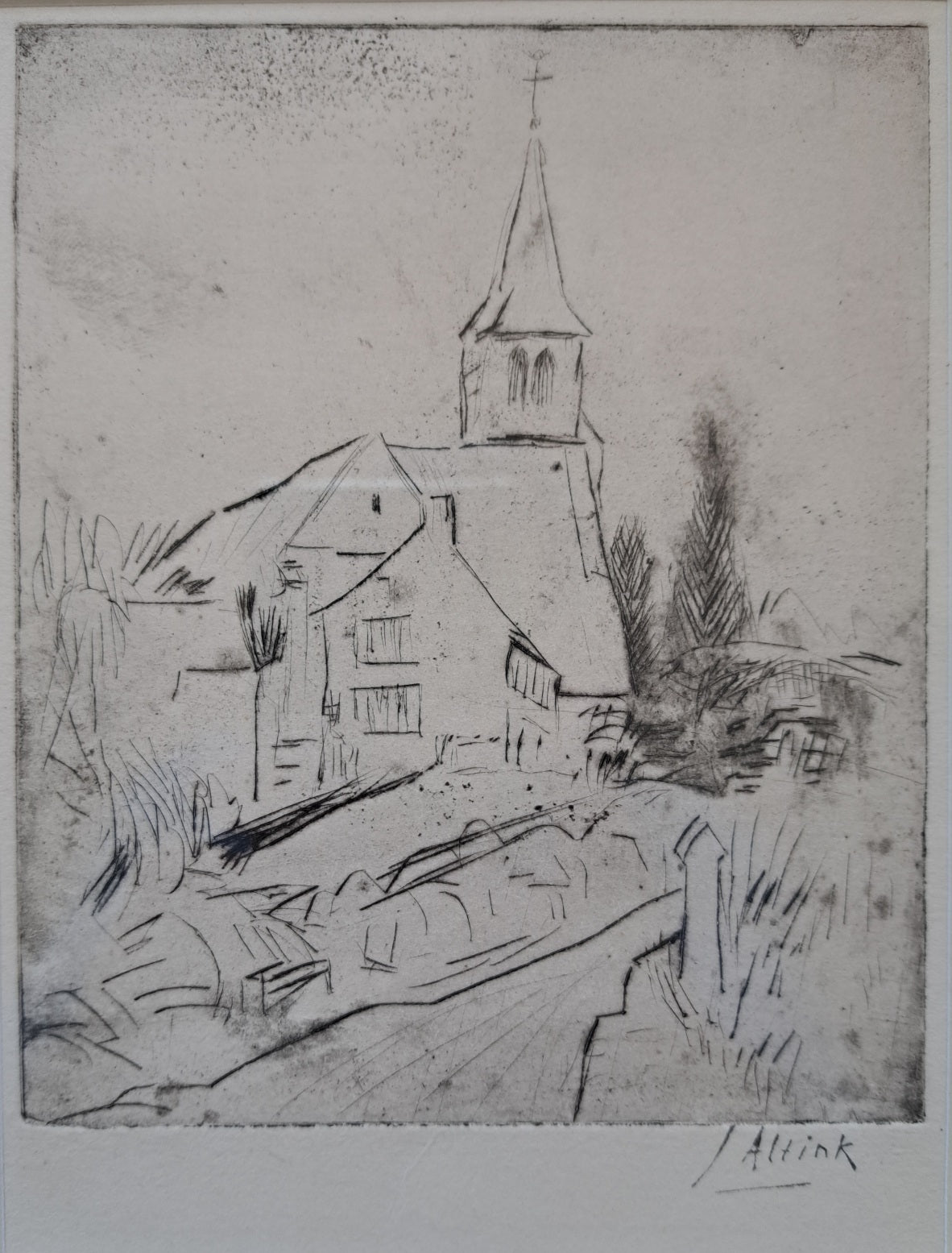 Jan Altink (De Ploeg) - ets van een kerk