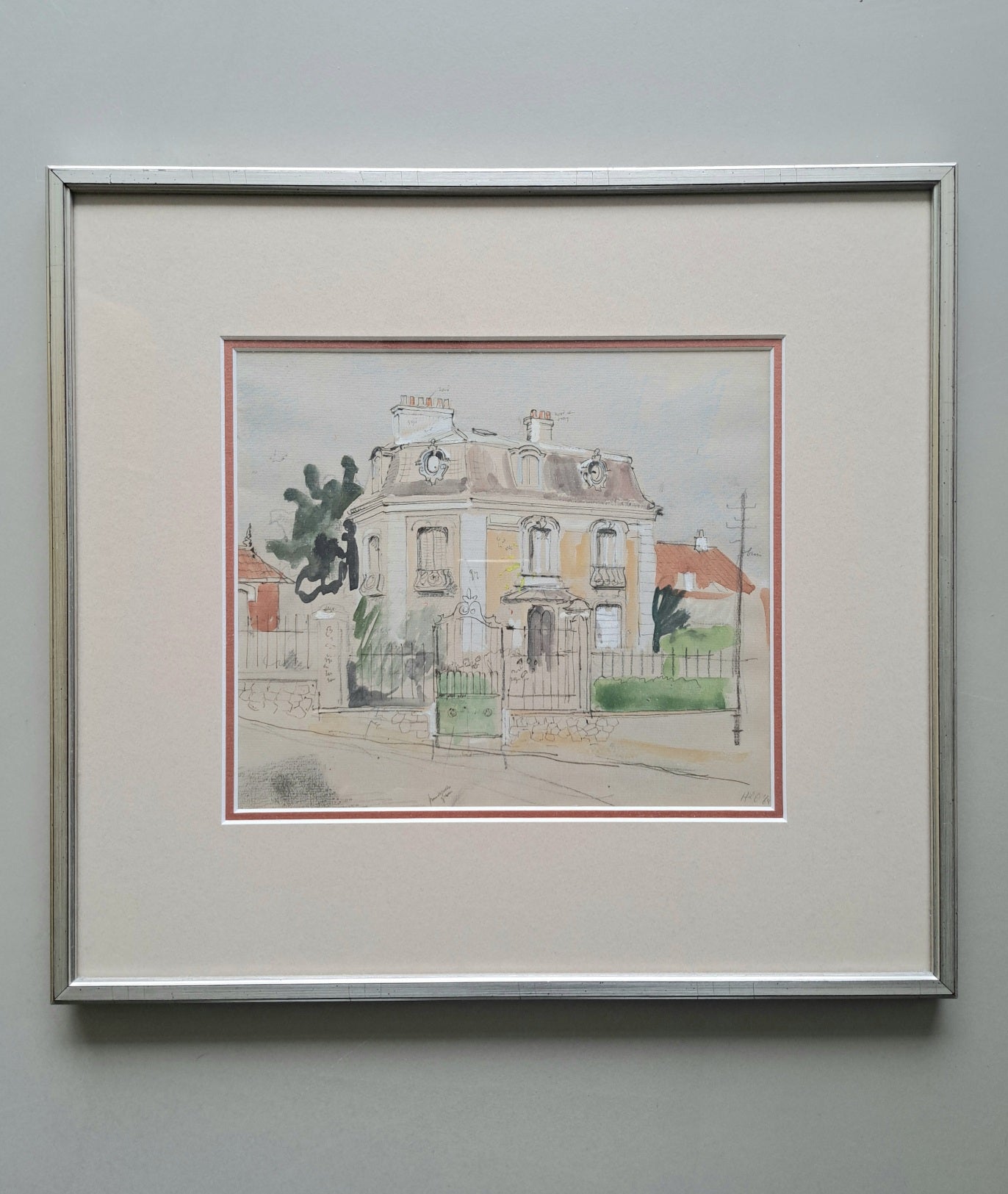Harm Kamerlingh Onnes - aquarel studie van een huis