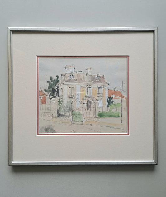 Harm Kamerlingh Onnes - aquarel studie van een huis