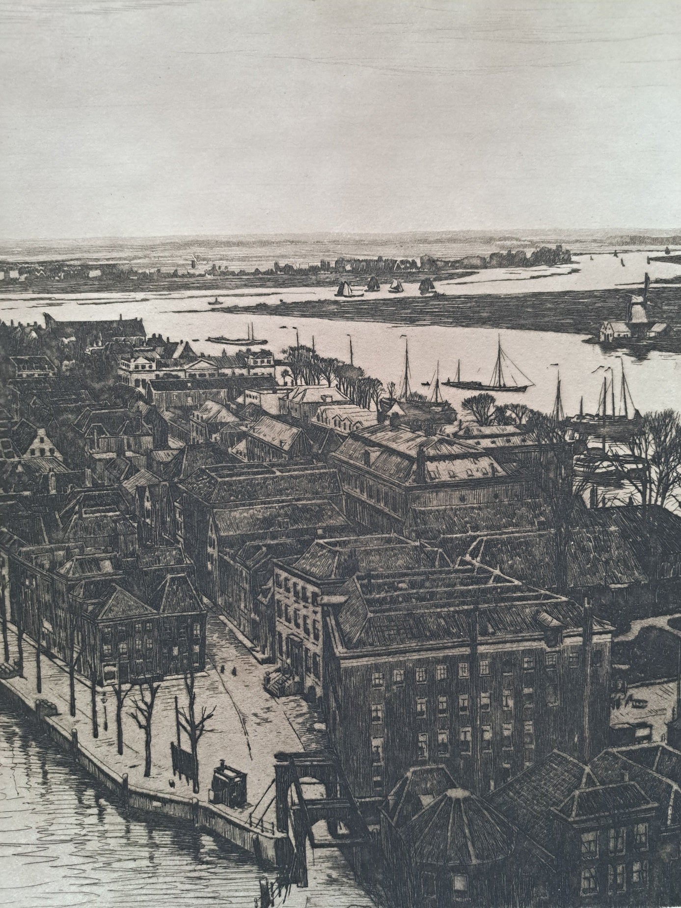 Willem Witsen - Zicht op de havens van Dordrecht, in spiegelbeeld