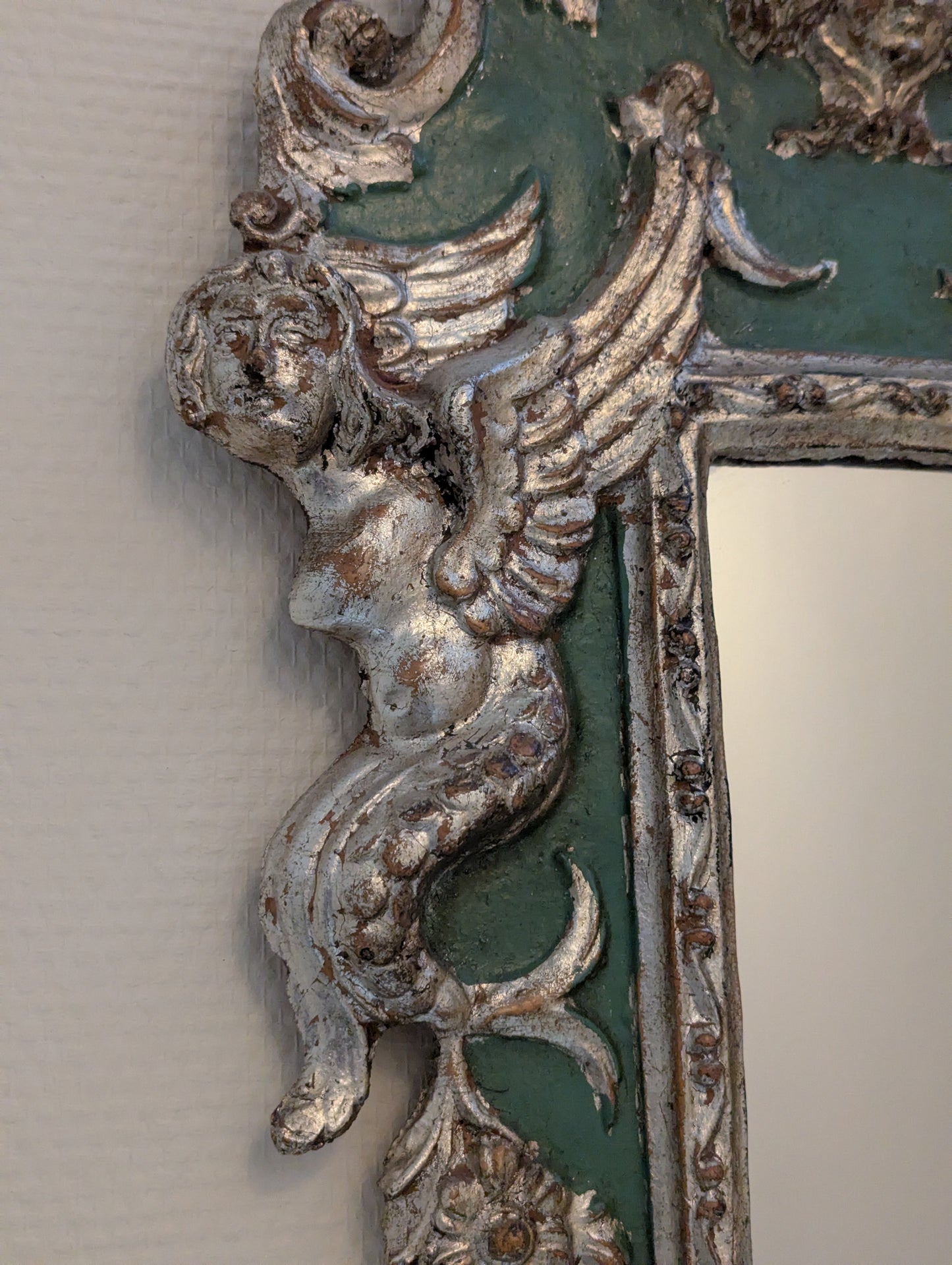 Italian Florentine Mirror with Winged Mermaids